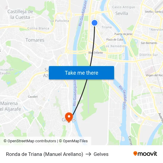 Ronda de Triana (Manuel Arellano) to Gelves map