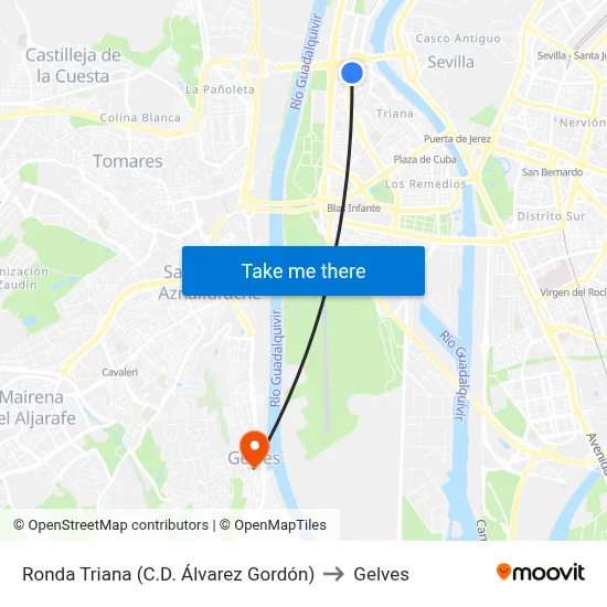 Ronda Triana (C.D. Álvarez Gordón) to Gelves map