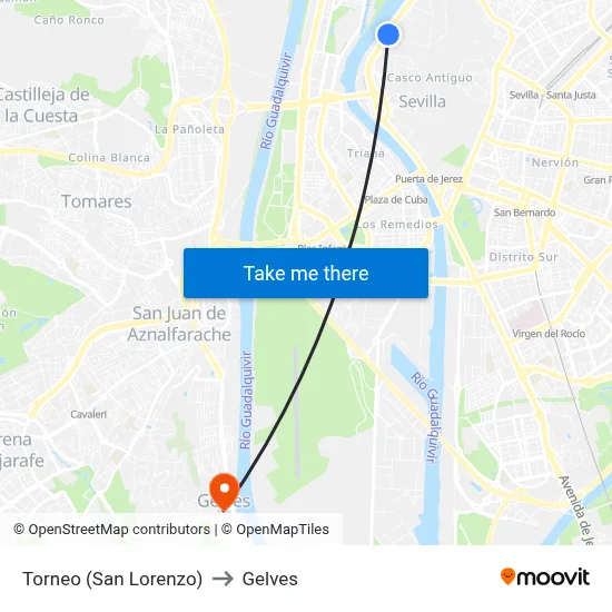 Torneo (San Lorenzo) to Gelves map