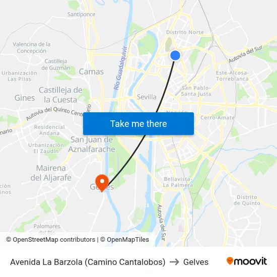 Avenida La Barzola (Camino Cantalobos) to Gelves map