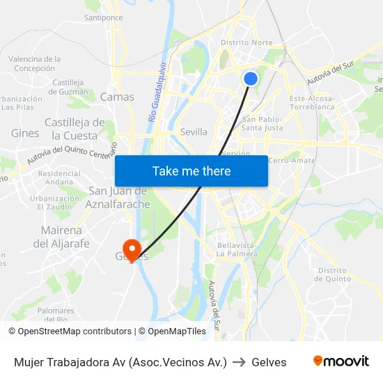Mujer Trabajadora Av (Asoc.Vecinos  Av.) to Gelves map