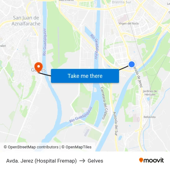 Avda. Jerez (Hospital Fremap) to Gelves map