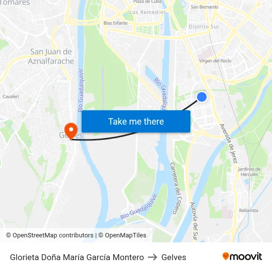 Glorieta Doña María García Montero to Gelves map