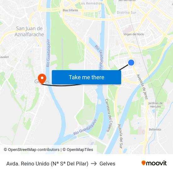 Avda. Reino Unido (Nª Sª Del Pilar) to Gelves map
