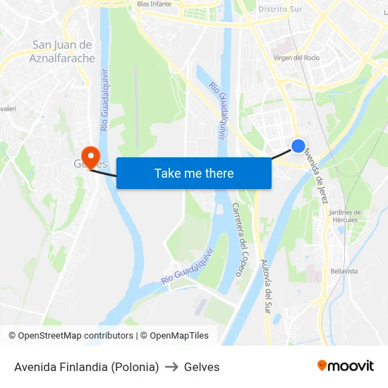 Avenida Finlandia (Polonia) to Gelves map