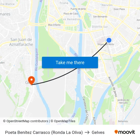 Poeta Benítez Carrasco (Ronda La Oliva) to Gelves map
