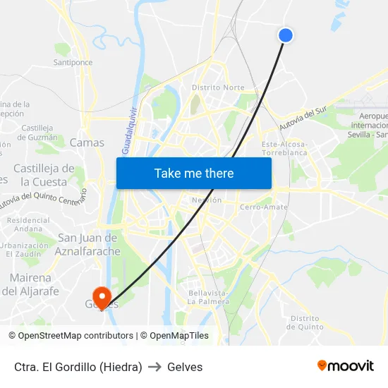 Ctra. El Gordillo (Hiedra) to Gelves map