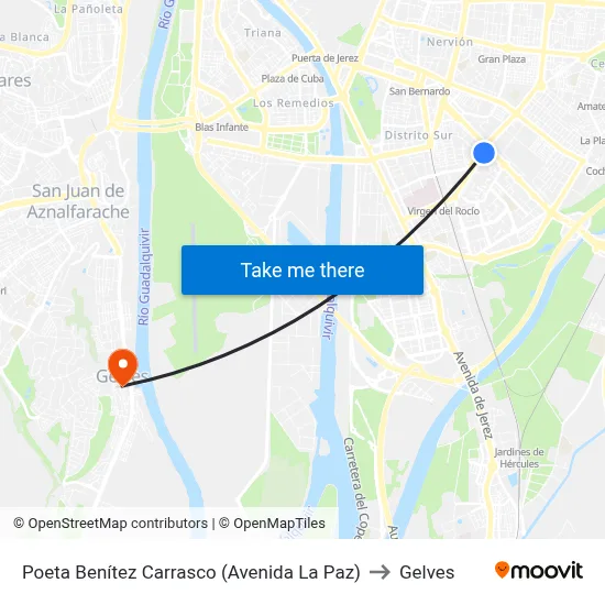 Poeta Benítez Carrasco (Avenida La Paz) to Gelves map