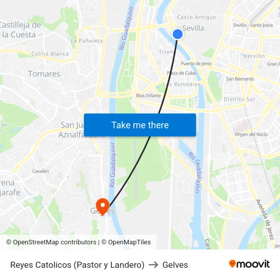 Reyes Catolicos (Pastor y Landero) to Gelves map