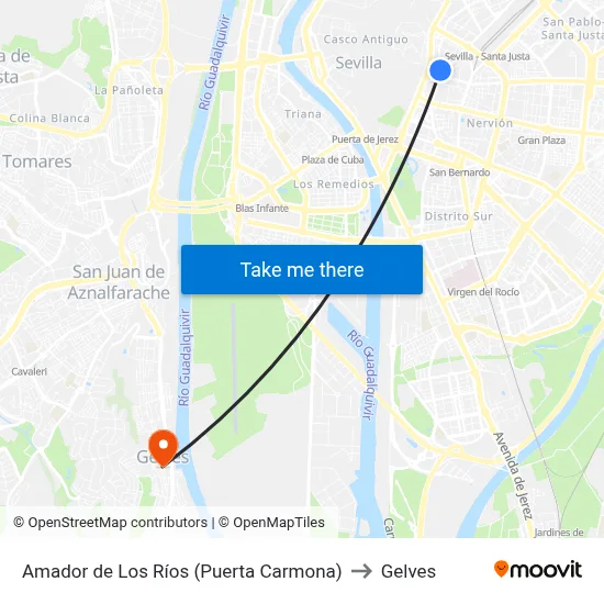 Amador de Los Ríos (Puerta Carmona) to Gelves map