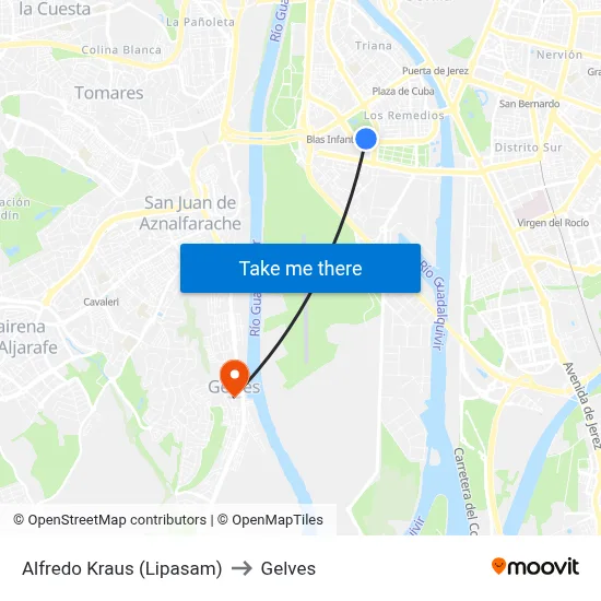 Alfredo Kraus (Lipasam) to Gelves map