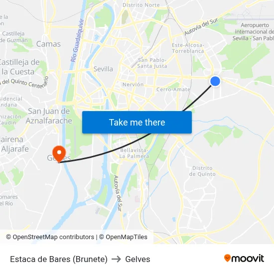 Estaca de Bares (Brunete) to Gelves map