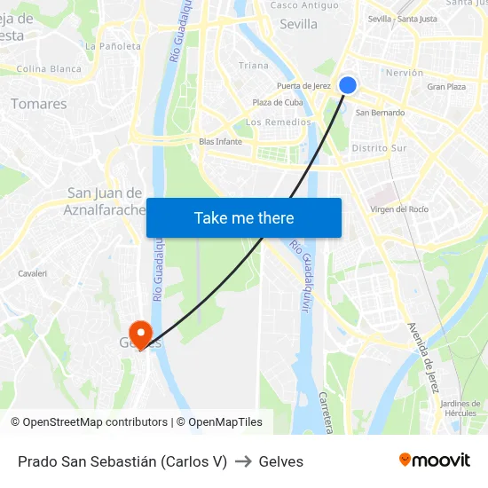 Prado San Sebastián (Carlos V) to Gelves map