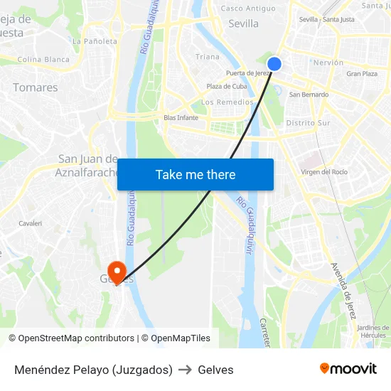 Menéndez Pelayo (Juzgados) to Gelves map