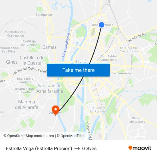 Estrella Vega (Estrella Proción) to Gelves map