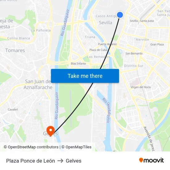 Plaza Ponce de León to Gelves map