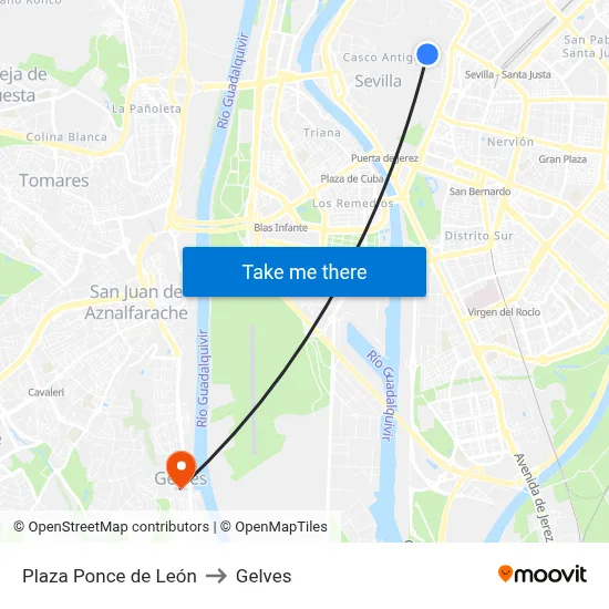 Plaza Ponce de León to Gelves map