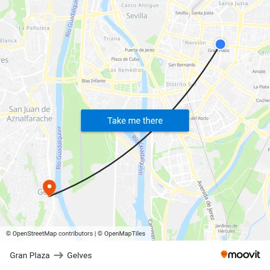 Gran Plaza to Gelves map