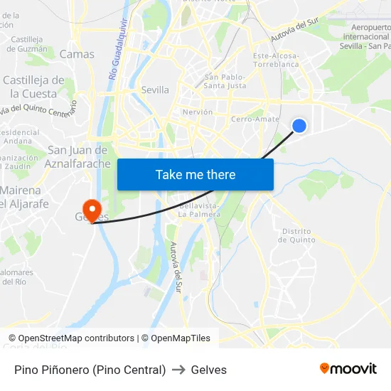 Pino Piñonero (Pino Central) to Gelves map