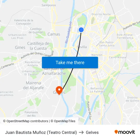 Juan Bautista Muñoz (Teatro Central) to Gelves map