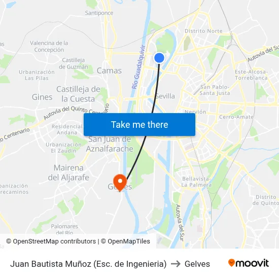 Juan Bautista Muñoz (Esc. de Ingenieria) to Gelves map
