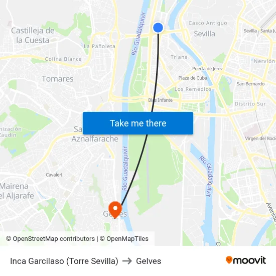 Inca Garcilaso (Torre Sevilla) to Gelves map