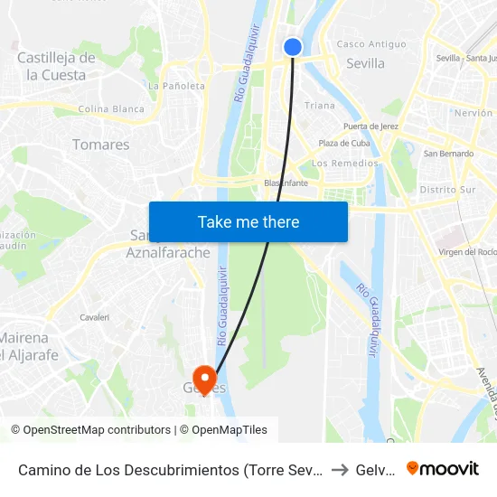 Camino de Los Descubrimientos (Torre Sevilla) to Gelves map