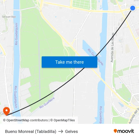 Bueno Monreal (Tabladilla) to Gelves map