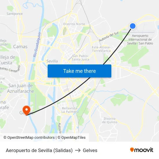 Aeropuerto de Sevilla (Salidas) to Gelves map