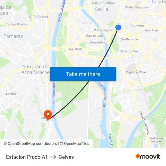 Estacion Prado A1 to Gelves map