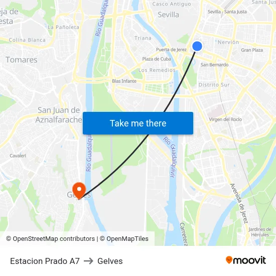 Estacion Prado A7 to Gelves map