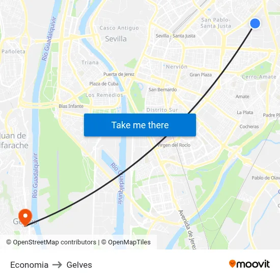 Economia to Gelves map