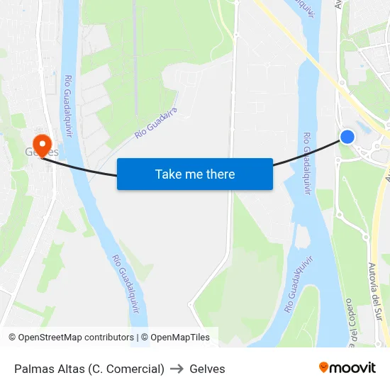 Palmas Altas (C. Comercial) to Gelves map