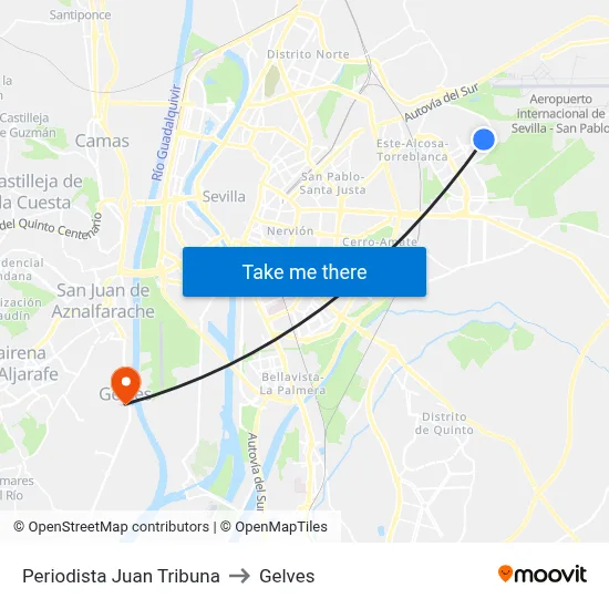 Periodista Juan Tribuna to Gelves map