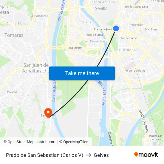 Prado de San Sebastian (Carlos V) to Gelves map
