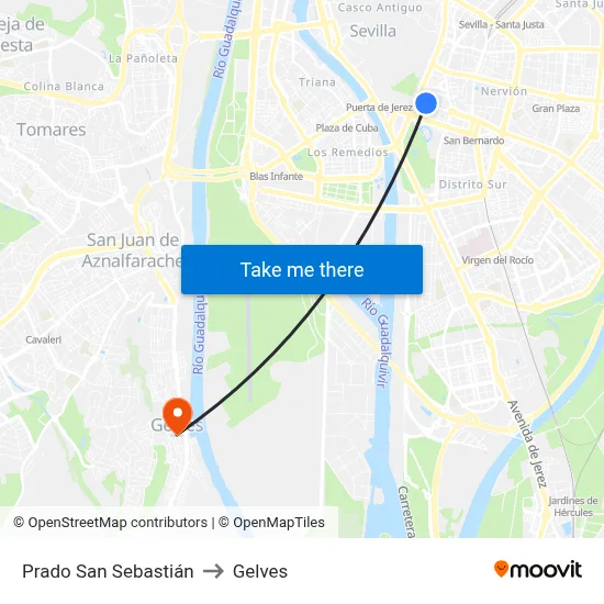 Prado San Sebastián to Gelves map