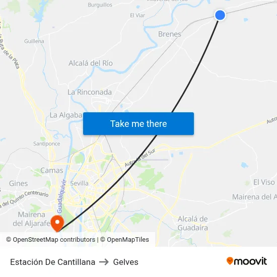 Estación De Cantillana to Gelves map