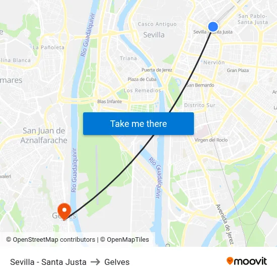 Sevilla - Santa Justa to Gelves map