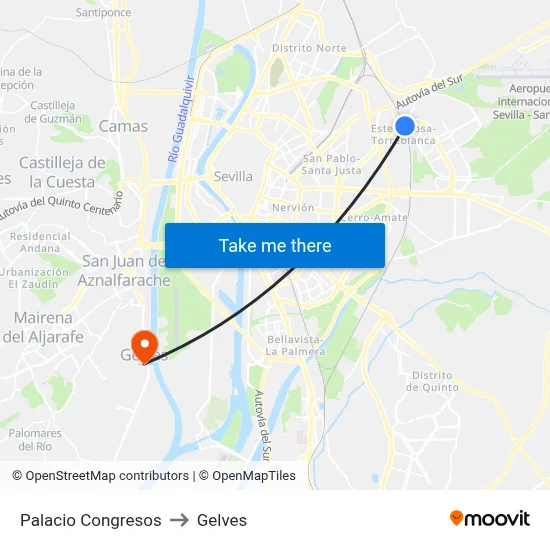 Palacio Congresos to Gelves map