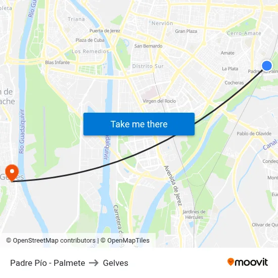 Padre Pío - Palmete to Gelves map