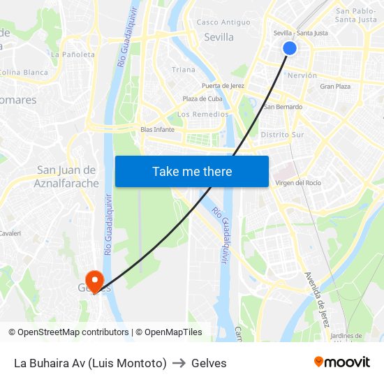 La Buhaira  Av (Luis Montoto) to Gelves map