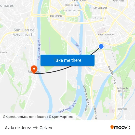 Avda de Jerez to Gelves map