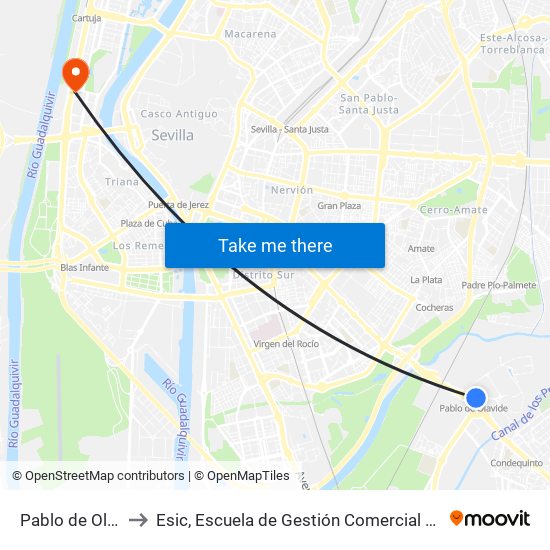 Pablo de Olavide to Esic, Escuela de Gestión Comercial y Marketing map