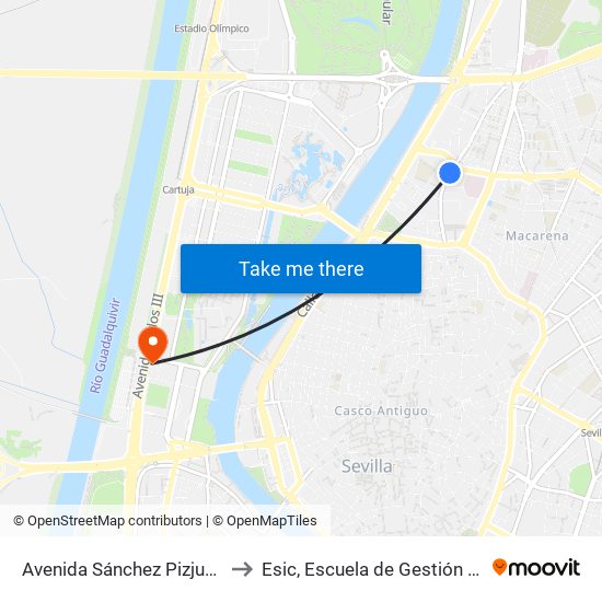 Avenida Sánchez Pizjuán (Doctor Marañón) to Esic, Escuela de Gestión Comercial y Marketing map