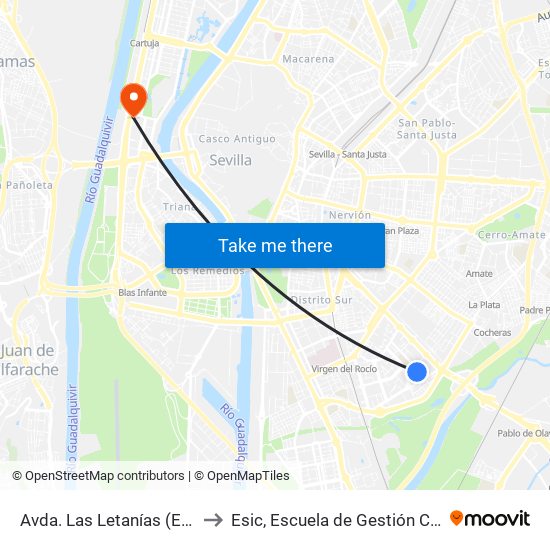 Avda. Las Letanías (Estr. de La Mañana) to Esic, Escuela de Gestión Comercial y Marketing map