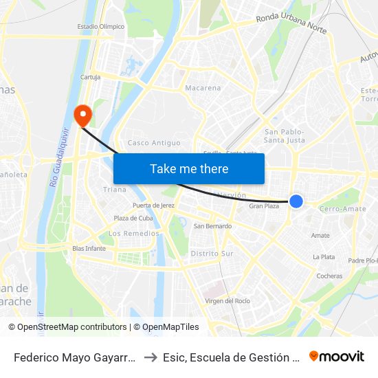 Federico Mayo Gayarre (Rda. Tamarguillo) to Esic, Escuela de Gestión Comercial y Marketing map