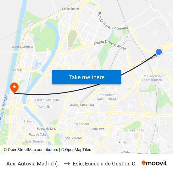 Aux. Autovía Madrid (Ctra. Aerop. Viejo) to Esic, Escuela de Gestión Comercial y Marketing map
