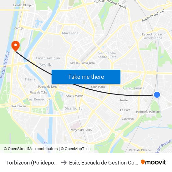 Torbizcón (Polideportivo La Ranilla) to Esic, Escuela de Gestión Comercial y Marketing map