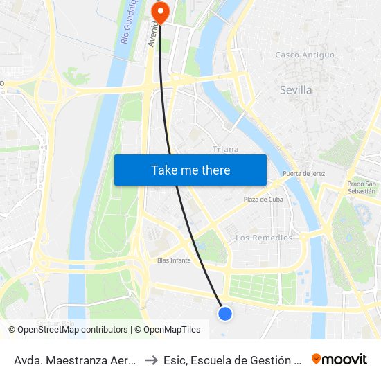 Avda. Maestranza Aerea (Ctra La Esclusa) to Esic, Escuela de Gestión Comercial y Marketing map