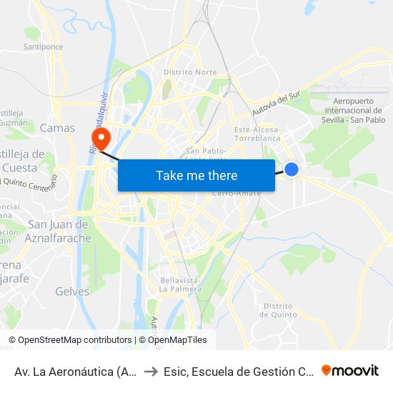 Av. La Aeronáutica (Andal. Residencial) to Esic, Escuela de Gestión Comercial y Marketing map